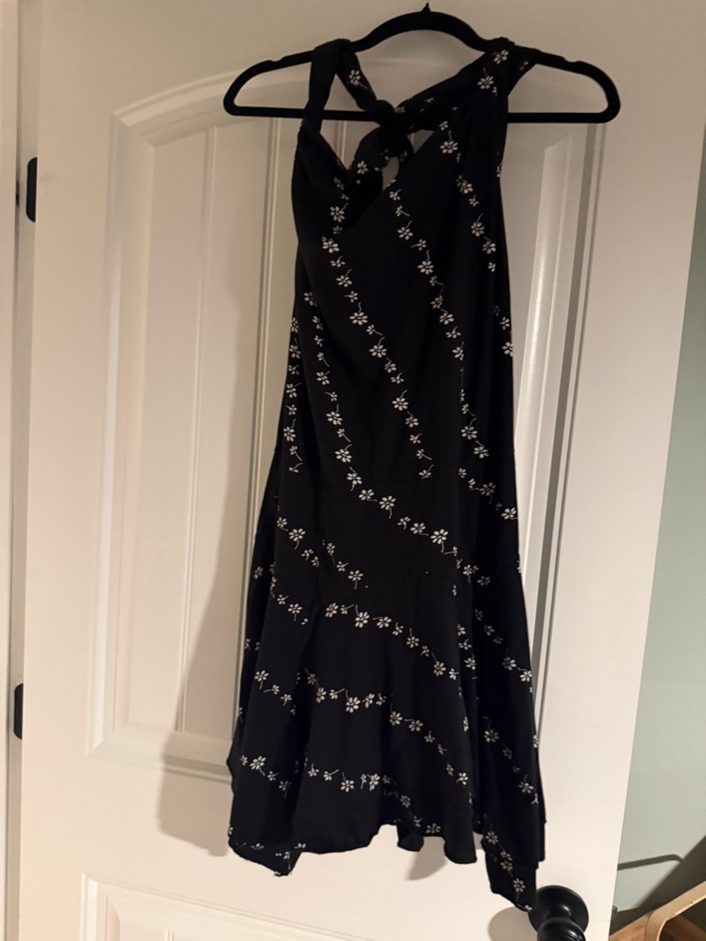 NWT free people Black One-Shoulder Floral Midi Dress with Twisted Neckline
